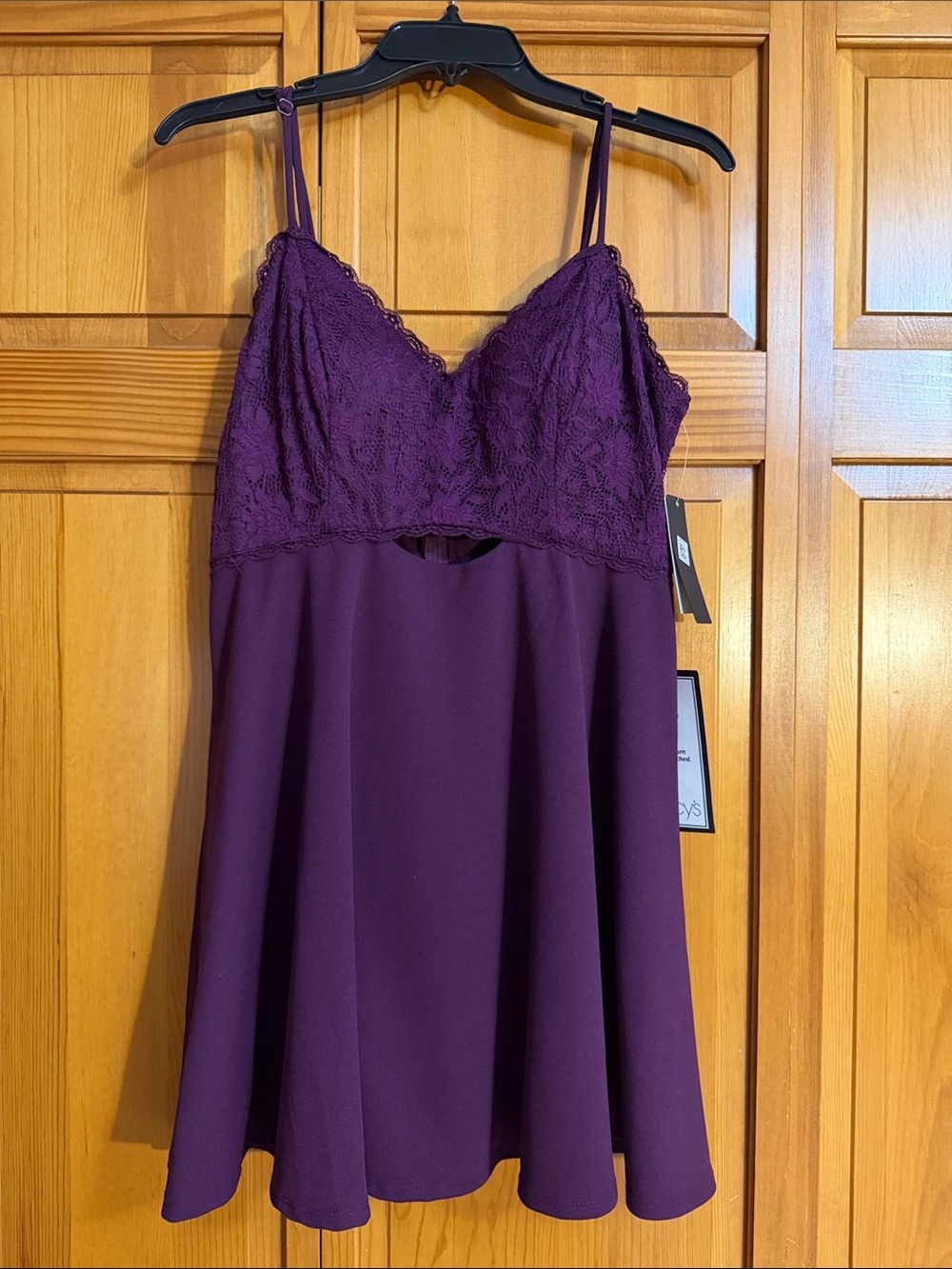 City Studio Deep Purple Lace-Top Chemise